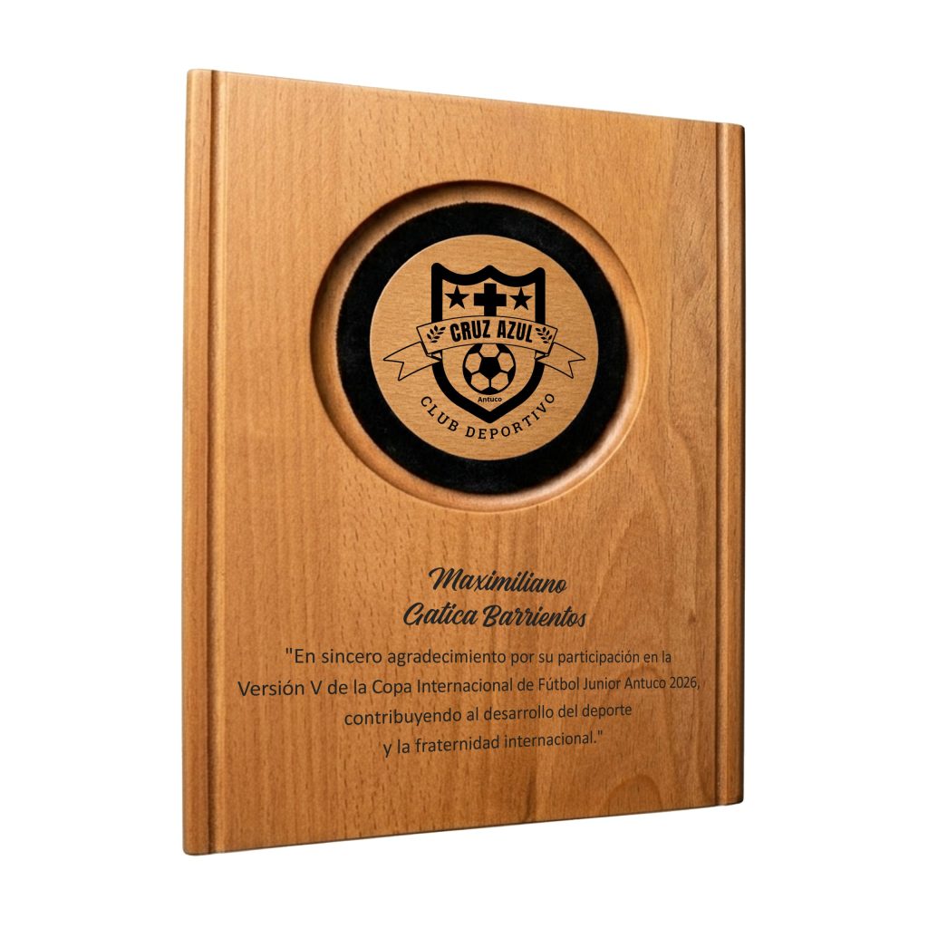 Galvano Madera Retablo Rauli Circulo con Grabado Personalizado
